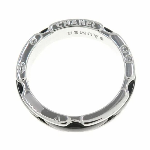 CHANEL Ultra Black Ceramic Ring size US5.5 EU51 18k White Gold 750 Auth - Picture 6 of 8